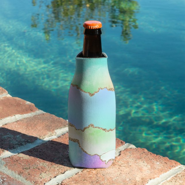 Holo Agate | Faux Iridescent Pastel Ombre Marble Bottle Cooler (In Situ Pool)
