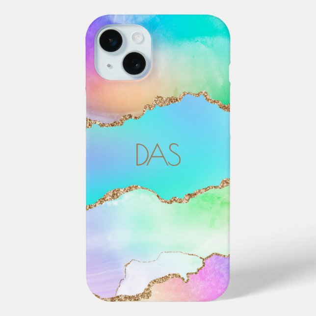 Holo Agate | Faux Iridescent Pastel Ombre Marble Case-Mate iPhone Case (Back)