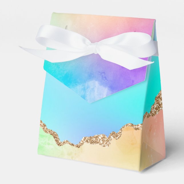 Holo Agate | Faux Iridescent Pastel Ombre Marble Favour Box (Front Side)