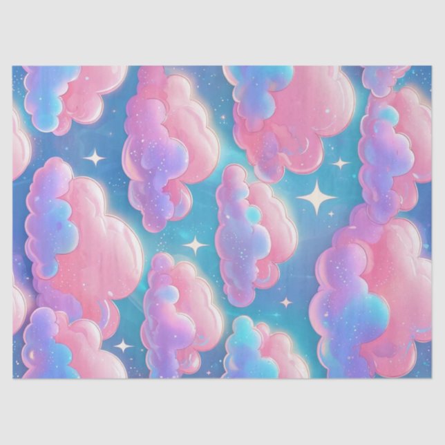 Holo Fluffy Pastel Clouds Tissue Paper (Front)