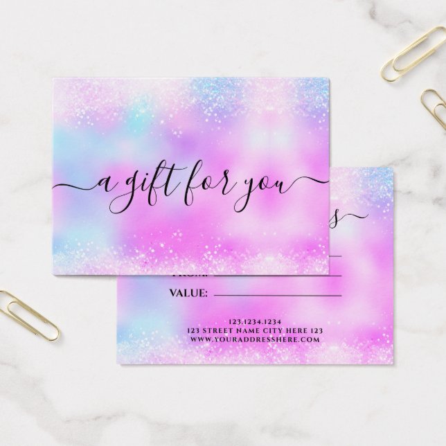 Holo Glitter Elegant Business Gift Certificate (Office)