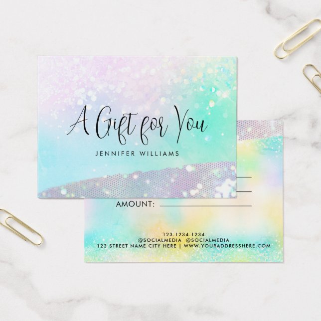 Holo Glitter Pastel Modern Certificate Gift Card (Office)