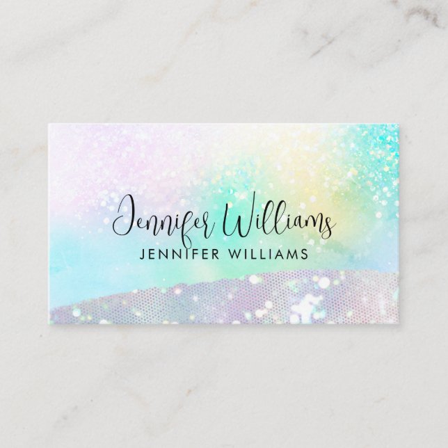Holo Glitter Pastel Modern Pastel Colour Business Card (Front)