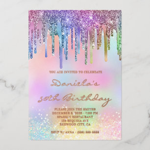 Holo Glitter Rainbow Drips 50th Birthday