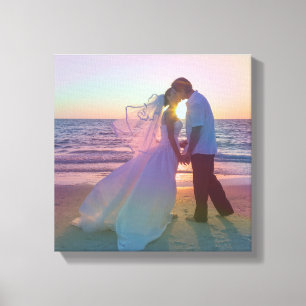 Holo Rainbow Overlay Wedding Photo Canvas Print