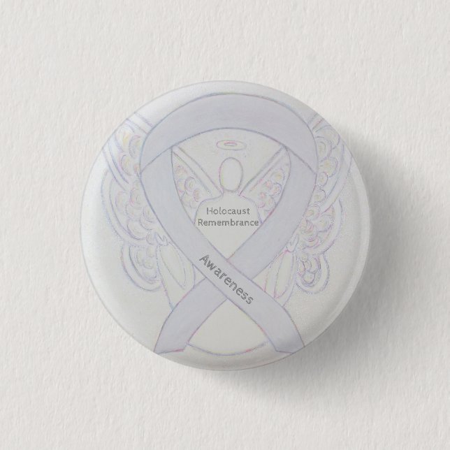 Holocaust Remembrance Awareness White Ribbon Pin (Front)