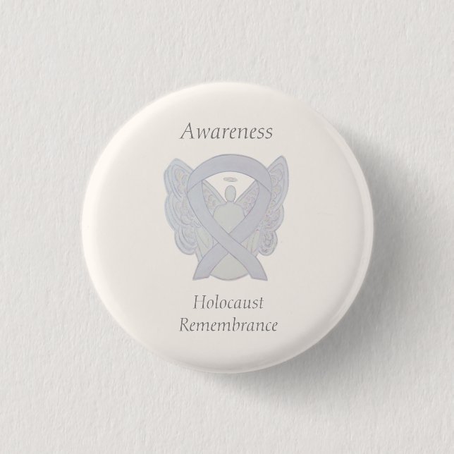 Holocaust Remembrance Awareness White Ribbon Pin (Front)