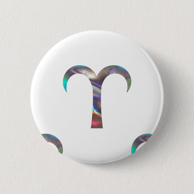 hologram Aries 6 Cm Round Badge (Front)