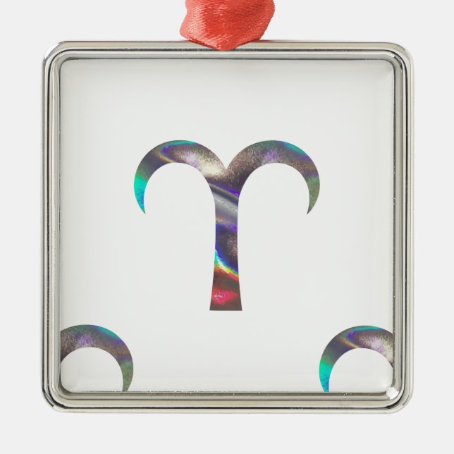 hologram Aries Metal Tree Decoration (Front)