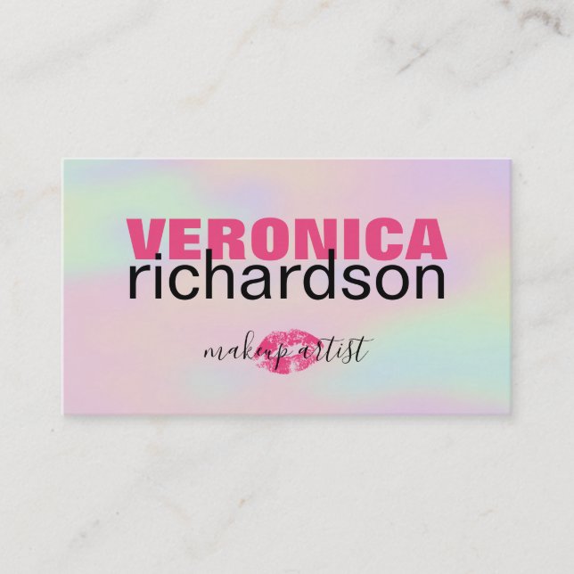 Hologram Background Pink Lips Business Card (Front)