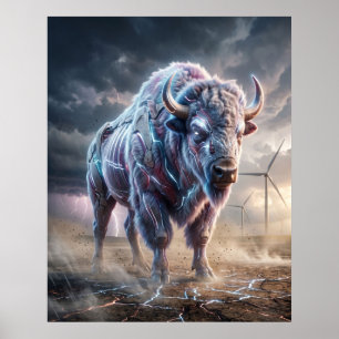 Hologram Bison Storm Plains Poster