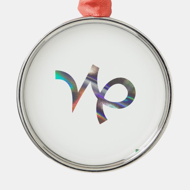 hologram Capricorn Metal Tree Decoration (Front)