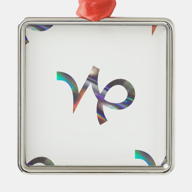 hologram Capricorn Metal Tree Decoration (Front)