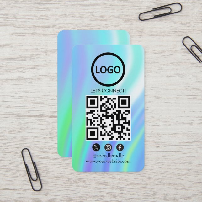 Hologram, Custom Cards Modern, Social Media QR  (Front/Back In Situ)