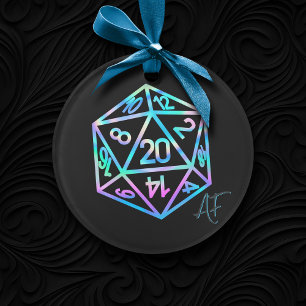 Hologram D20 Crit AF   PnP Tabletop Gamer Dice Ornament