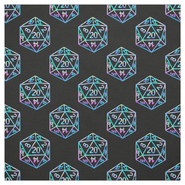 Hologram D20 Pattern | PnP Tabletop Gamer Dice Fabric (Swatch)
