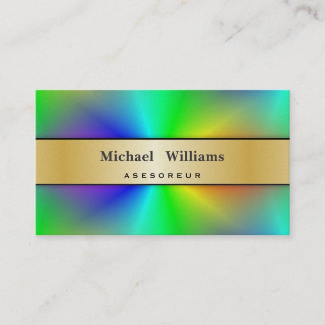 HOLOGRAM GOLDEN PAPER PROFESSIONAL COLORFUL PEARL BUSINESS CARD (Front)