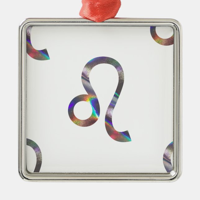 hologram Leo Metal Tree Decoration (Front)