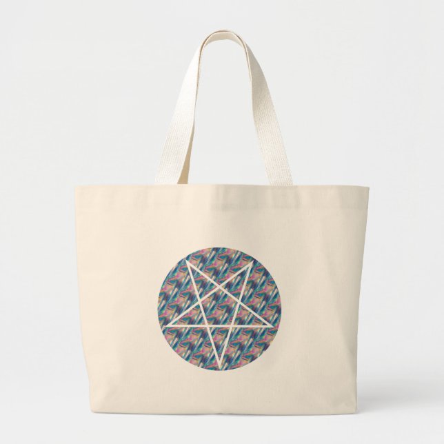 hologram pentagram large tote bag (Front)