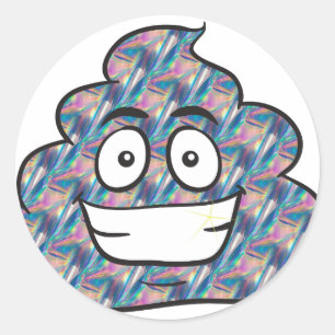 hologram poop emoji classic round sticker