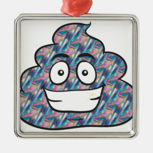hologram poop emoji metal tree decoration