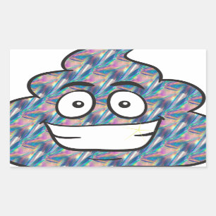 hologram poop emoji rectangular sticker