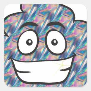 hologram poop emoji square sticker