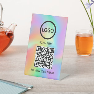 Hologram Professional QR Code Menu Pedestal Sign