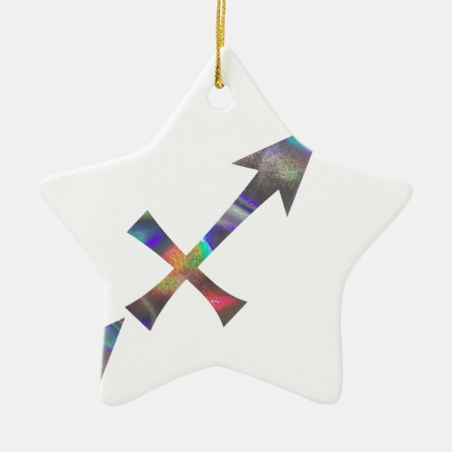 hologram Sagittarius Ceramic Tree Decoration (Front)