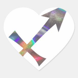 hologram Sagittarius Heart Sticker