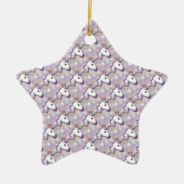 hologram unicorn emoji ceramic tree decoration (Front)