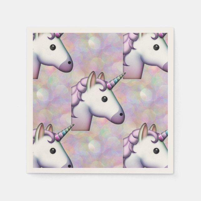 hologram unicorn emoji paper napkins (Front)