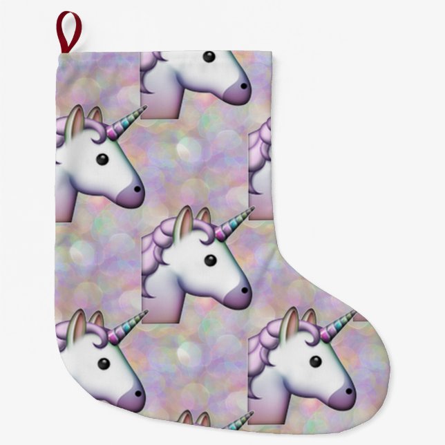 hologram unicorn emoji xmas christmas stocking (Front)
