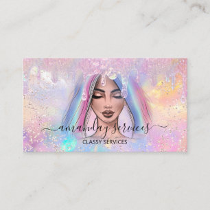 Holograph Boutique Shop Drip QR Code Logo Pink Business Card