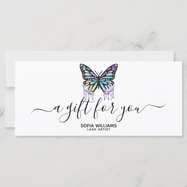 Holograph Butterfly Certificate Gift Card Add Logo (Front)