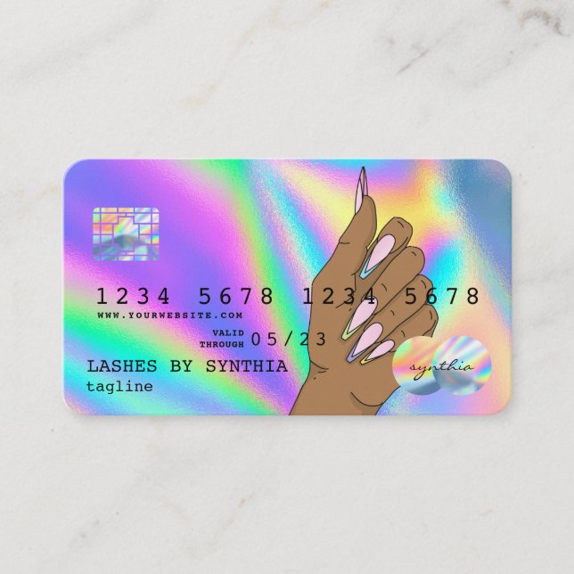 Holograph  Credit Card Nail Tech add logo (Front)