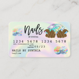 Holograph Credit Card Nail Tech manicure