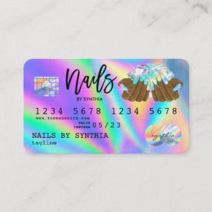 Holograph  Credit Card Nail Tech manicure