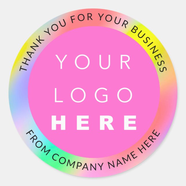 Holograph Custom Logo Name Web Pink Thank New Classic Round Sticker (Front)