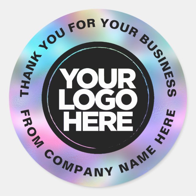 Holograph Custom Logo Name Web Thank You Classic Round Sticker (Front)