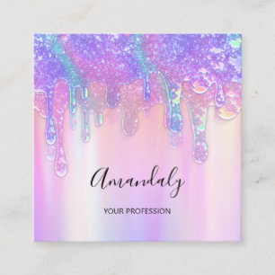 Holograph Drip Cosmetics Nails Pink Logo Beauty  S Square Business Card