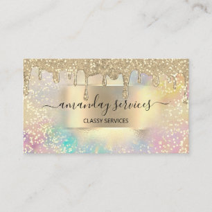 Holograph Drips Confetti Makeup Lashes Nails Business Card