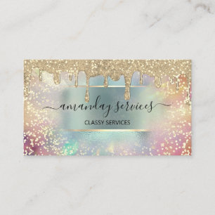 Holograph Drips Makeup Lashes Nails Hair Business Card