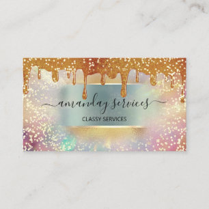 Holograph Drips Mint Makeup Lashes Nails Hair Business Card