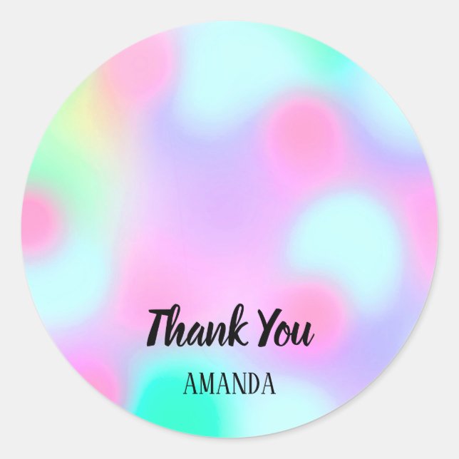 Holograph Drips Pink Unicorn Mermaid Abstract  Classic Round Sticker (Front)