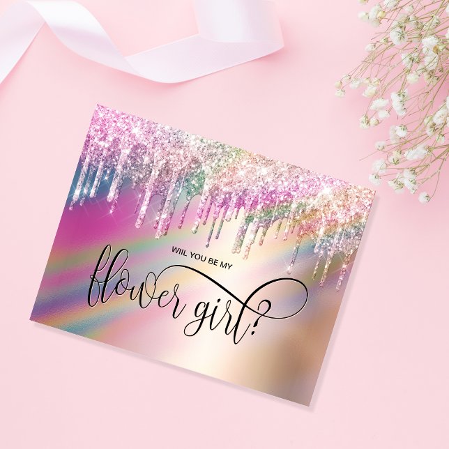 holograph drips will you be my flower girl? invitation (Creator Uploaded)