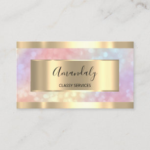 Holograph Gold Framed Elegant Professional Modern Business Card
