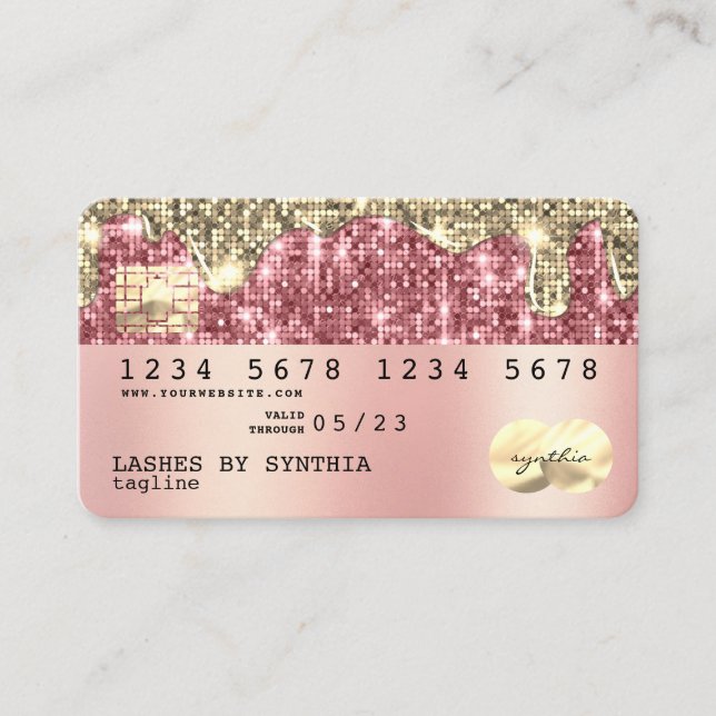 Holograph gold glitter Modern Credit Card (Front)