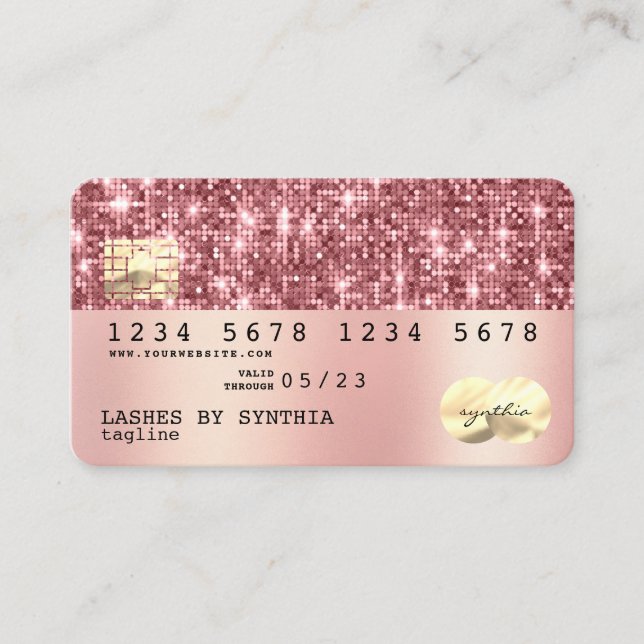 Holograph gold glitter Modern Credit Card (Front)