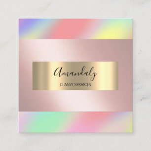 Holograph Gold Makeup ARTIST Event Planner Square Business Card